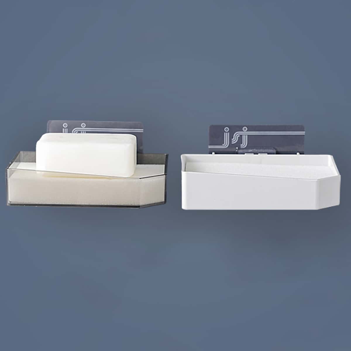 

1pc Drain Soap Dish, Black and white