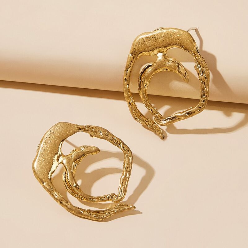 

1pair Geometric Stud Earrings, Gold