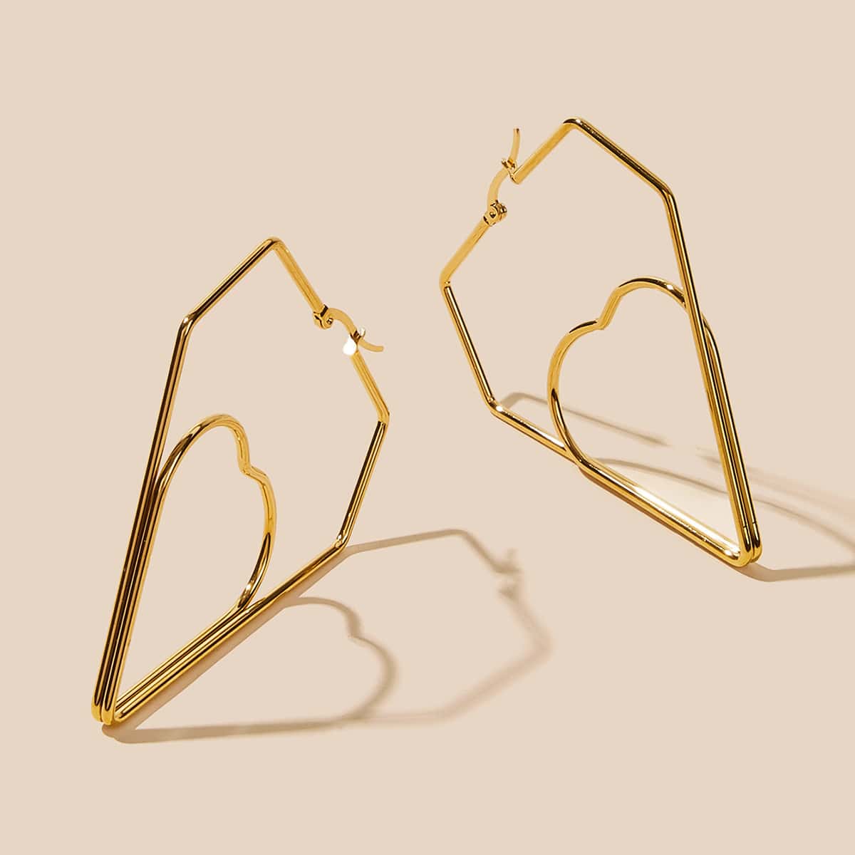 

1pair Diamond Hoop Earrings, Gold