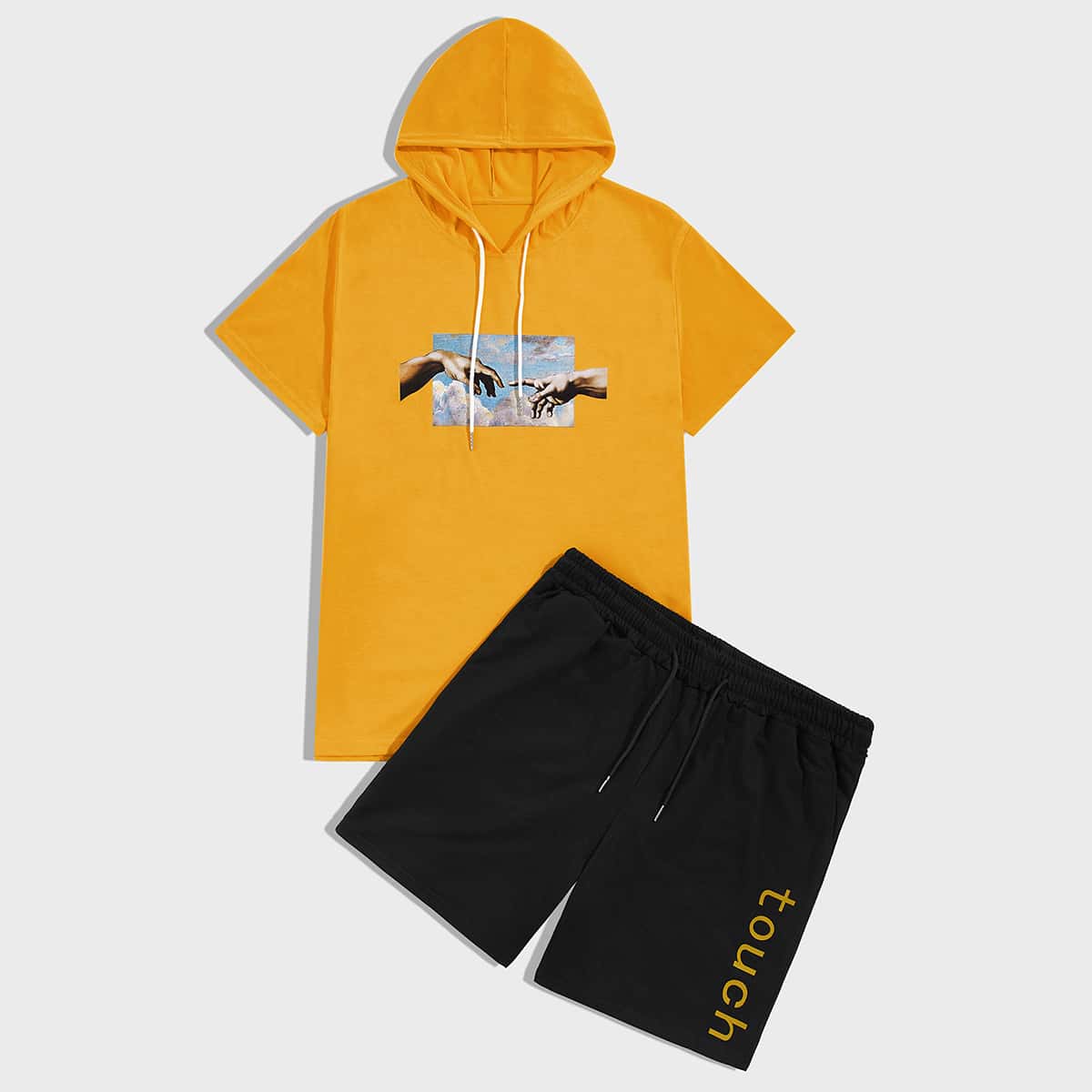 

Guys Figure Graphic Hooded Tee & Track Shorts, Multicolor