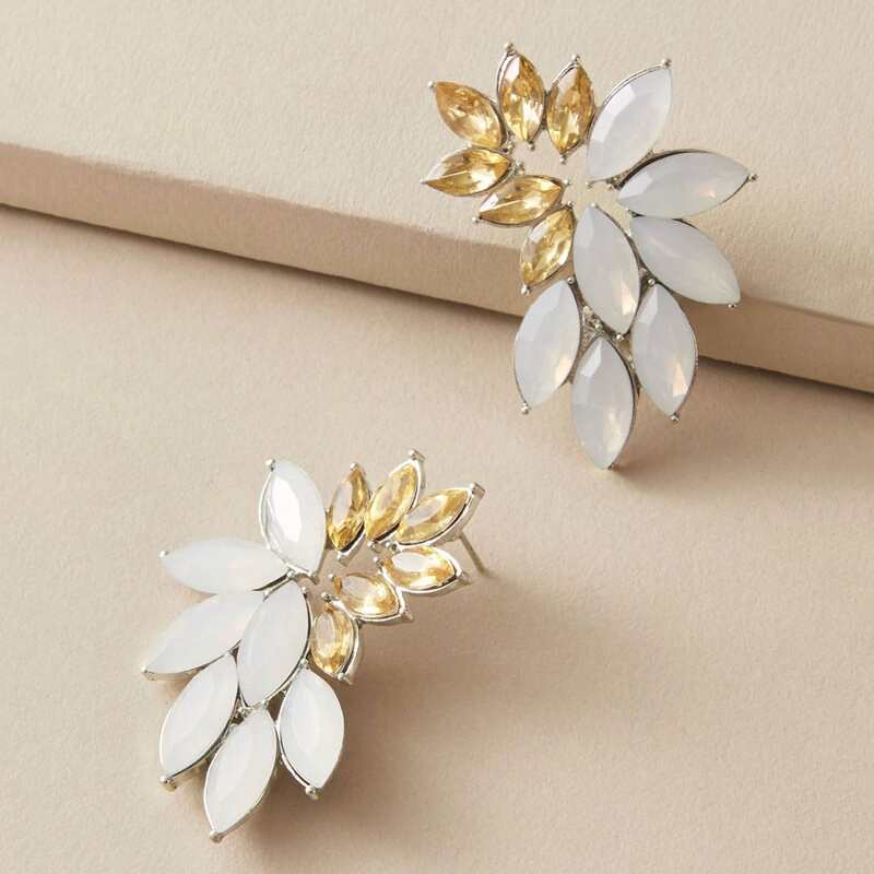 

1pair Flower Stud Earrings, Multicolor
