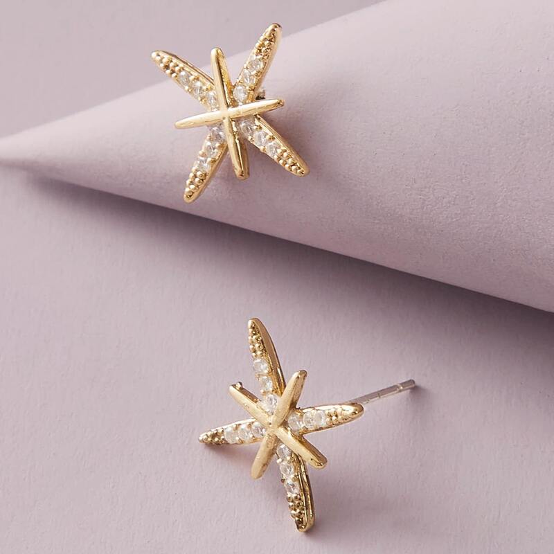 

1pair Star Stud Earrings, Gold