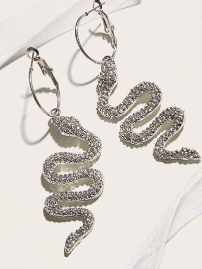 NAIZHU 1 paire Pendants d'oreilles design serpentine avec strass