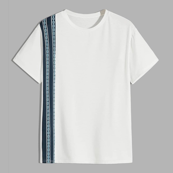 

Men Tribal Print Short Sleeve Tee, White