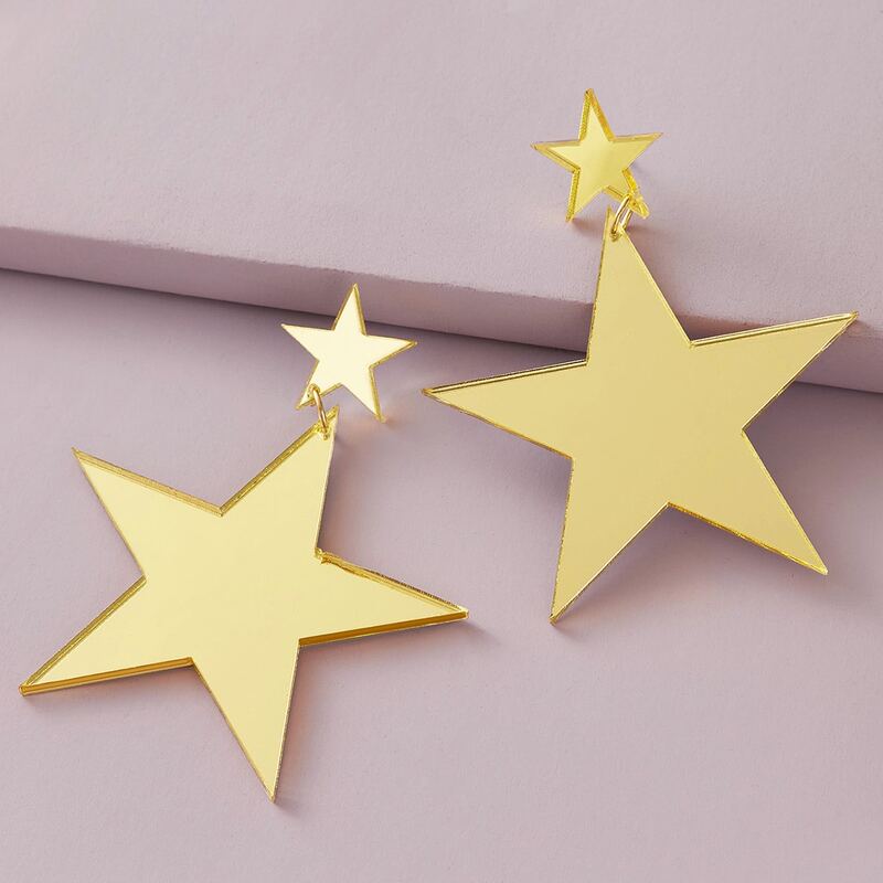 

1pair Star Drop Earrings, Gold