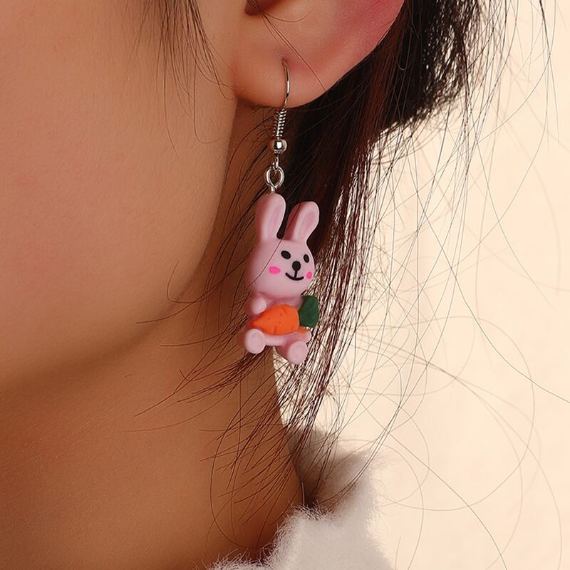 

1pair Cartoon Rabbit Drop Earrings, Multicolor