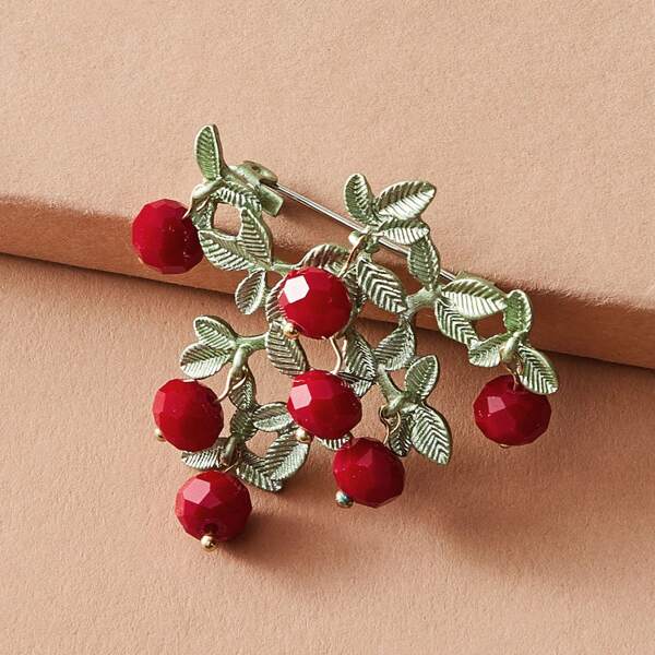 

Брошь в форме вишни 1шт, Многоцветный