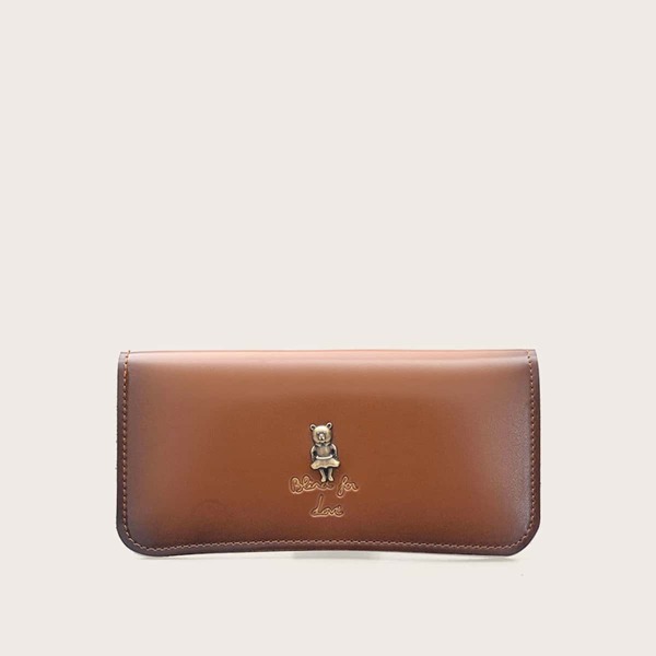 

Gradient Detail Bear Decor Purse, Brown