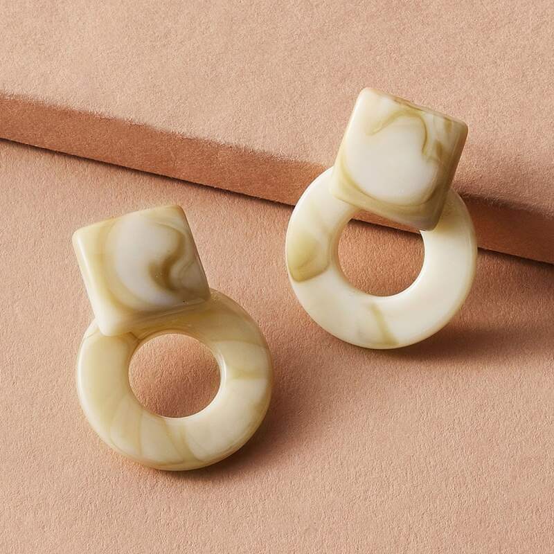 

1pair Geometric Stud Earrings, Multicolor