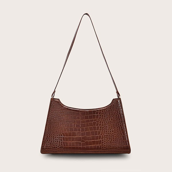 

Croc Embossed Tote Bag, Brown