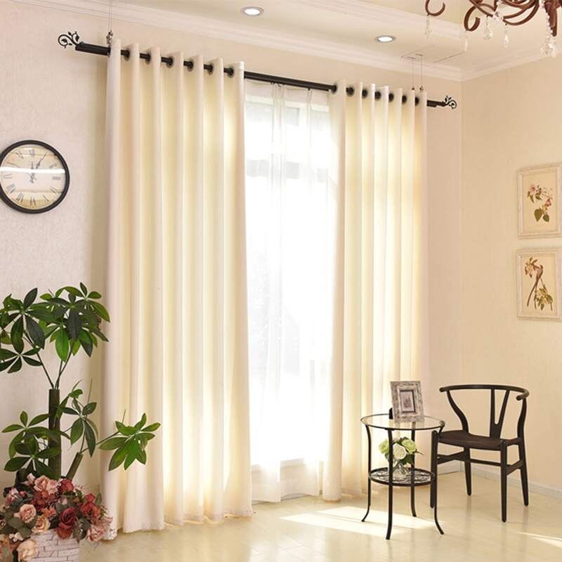 

1pc Solid Color Eyelet Curtain, White
