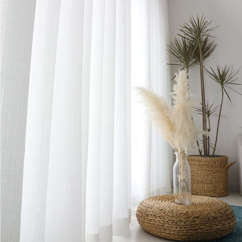 

1pc Solid Color Curtain, White