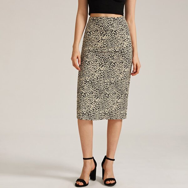 

Leopard Print Straight Skirt, Multicolor