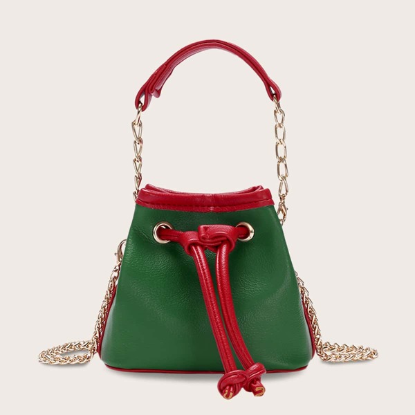 

Mini Bucket Bag With Drawstring, Green