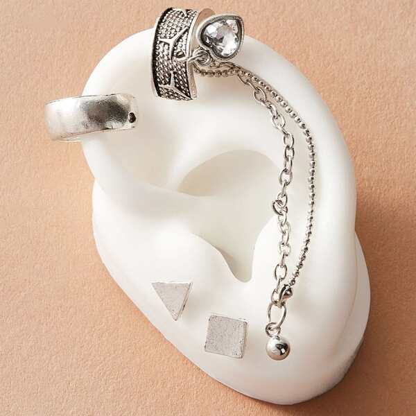 

Серьги с декором сердечка 4шт, Серебряные