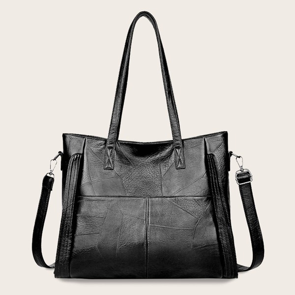 

Minimalist Textured Tote Bag, Black
