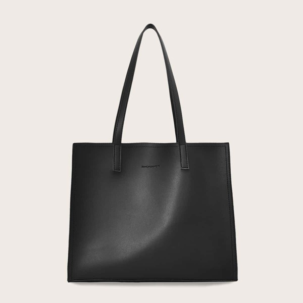 

2pcs Minimalist Tote Bag With Crossbody Bag, Black