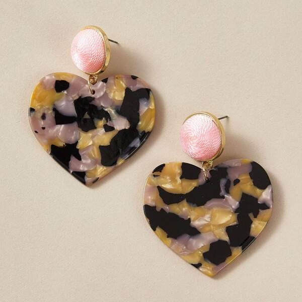 

1pair Heart Design Drop Earrings, Multicolor
