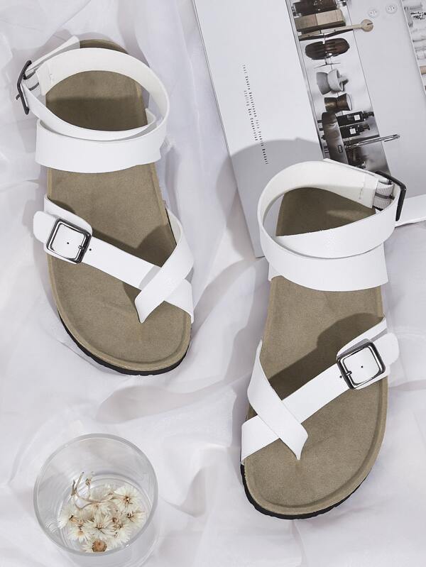 buckle strap flat sandals