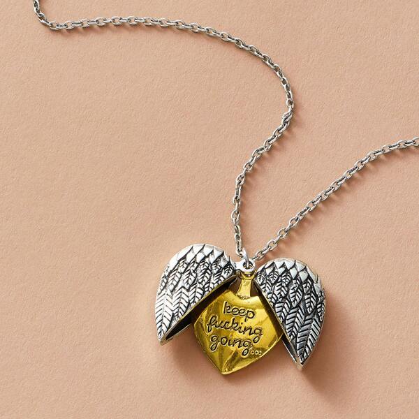 

1pc Opened Heart Charm Necklace, Multicolor