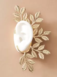 1pc Fashionable Leaf Design Clip-On Earrings For Women - Yellow Gold - View 10
