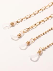 Cadena de gafas con cuenta 2 piezas - Dorado - Ver 1