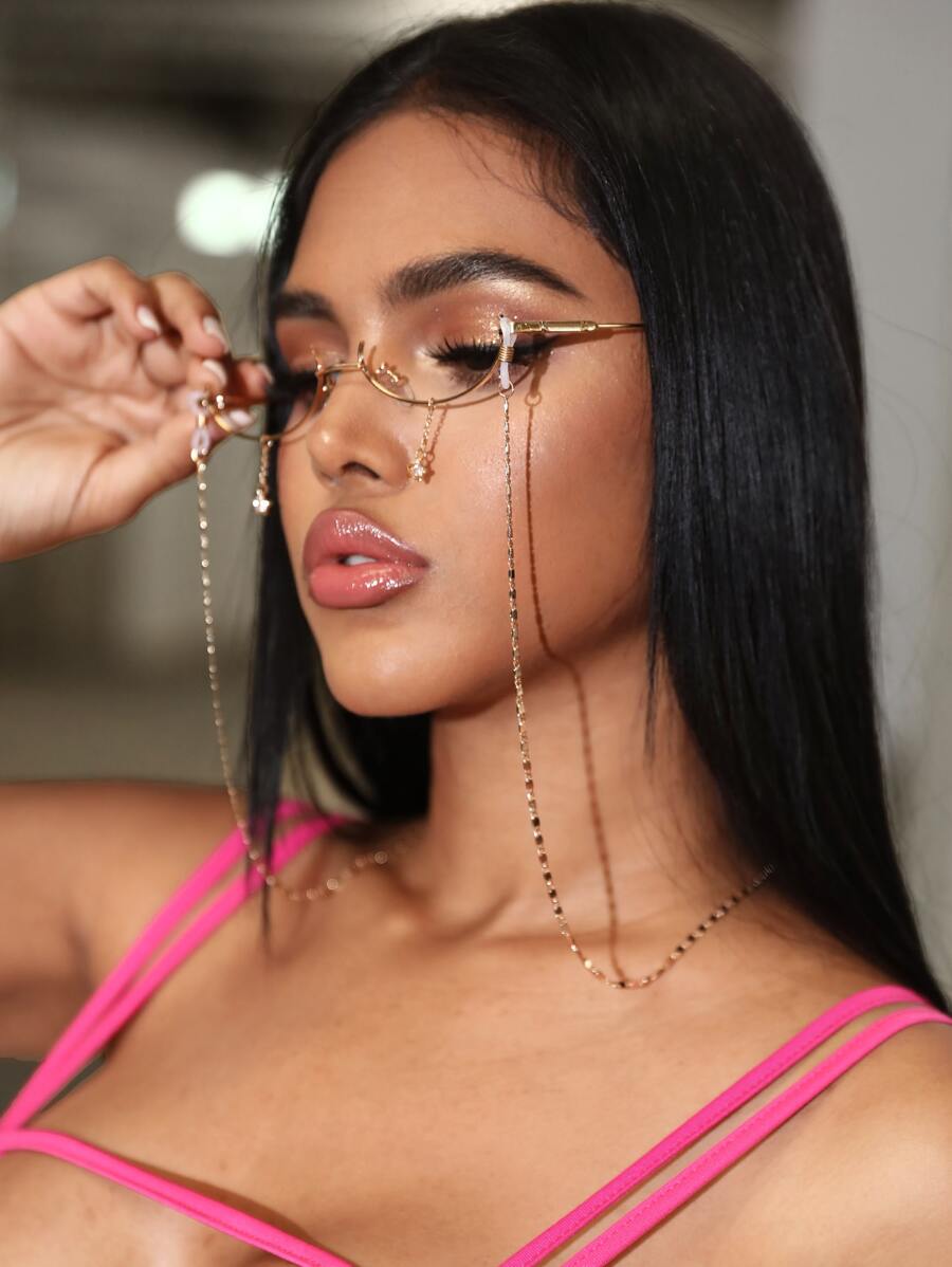 imoli 1pc Metallic Glasses Chain Beach Accessories For Women Glasses