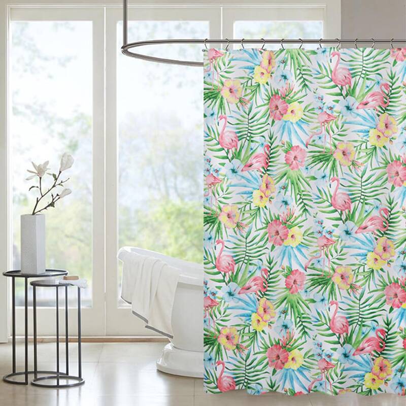 

1pc Tropical & Pineapple Print Shower Curtain, Multicolor