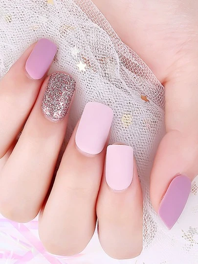 Uñas postizas con cinta de lado con lima de uñas 30 piezas