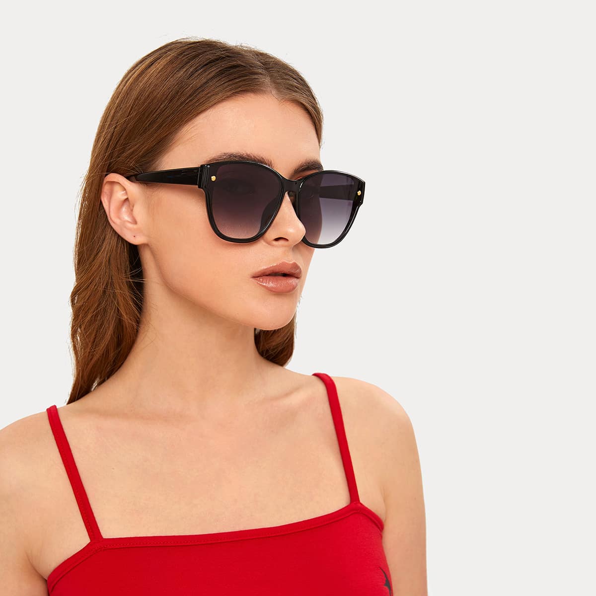 

Rivet Acrylic Frame Sunglasses, Black