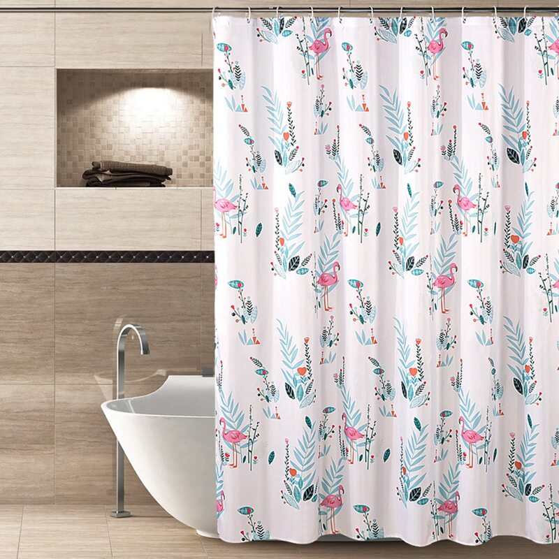 

1pc Tropical & Starfish Print Shower Curtain, White