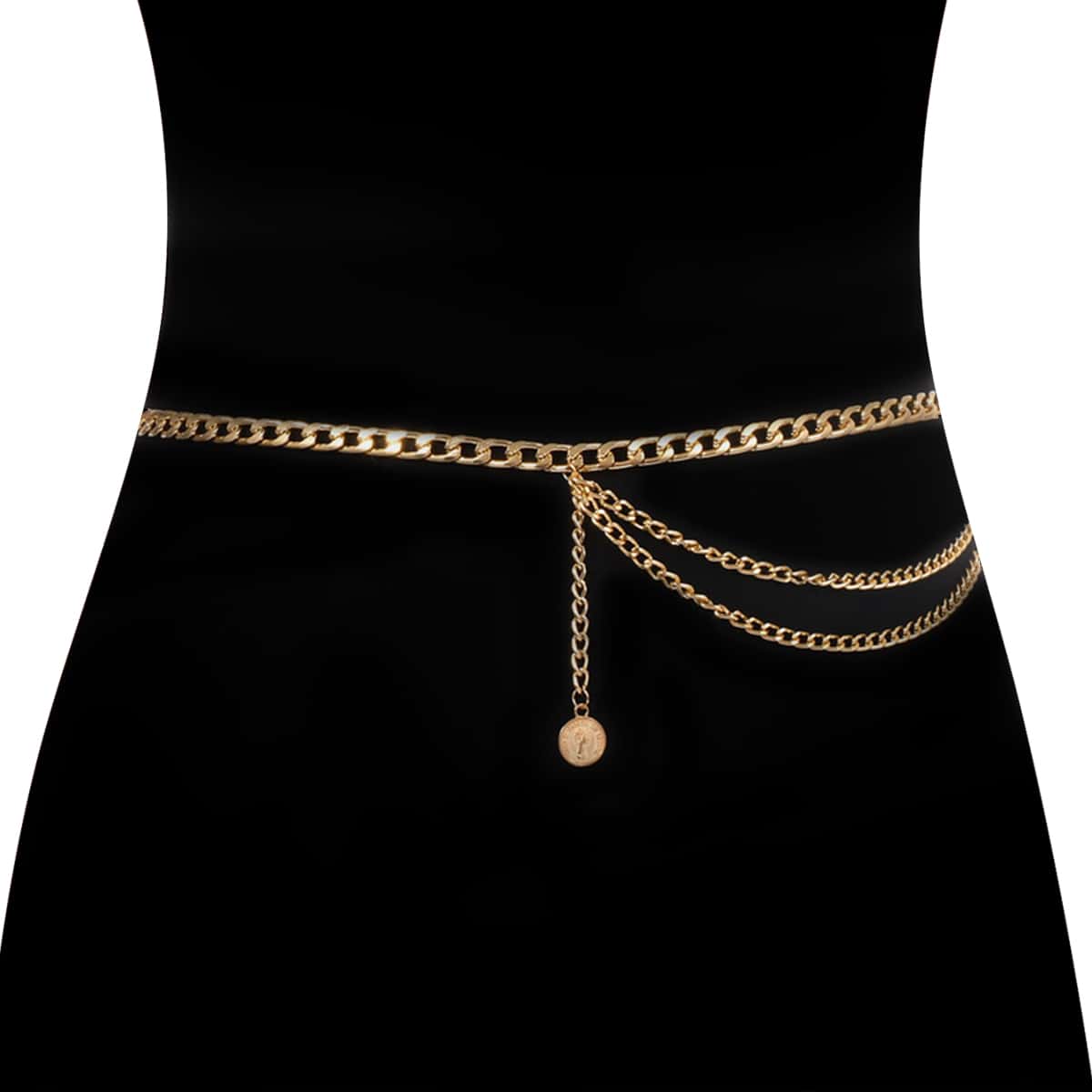 

1pc Coin Charm Layered Waist Chain, Gold