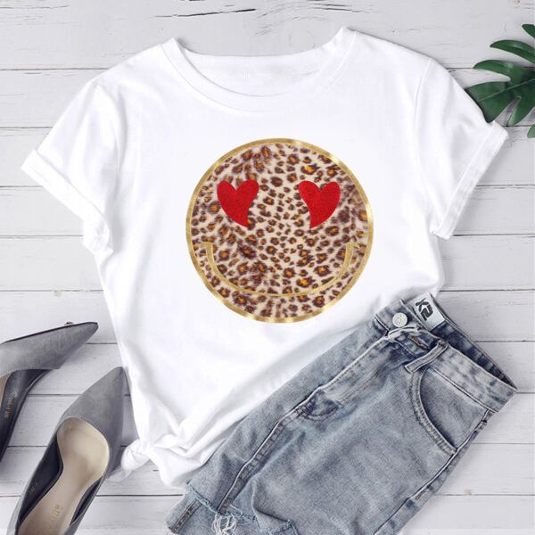

Leopard Emoji Print Tee, White