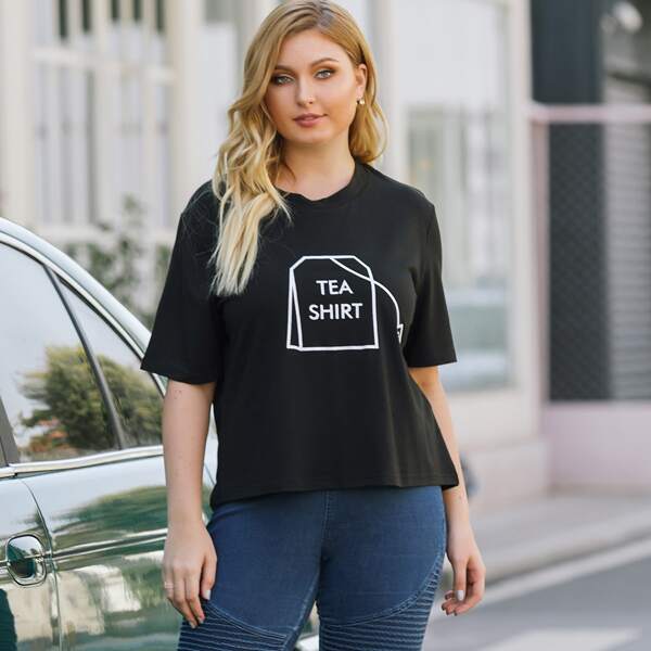 

Plus Letter Graphic Tee, Black