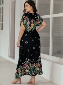 SHEIN Clasi 大碼低胸領花卉圖案a型洋裝