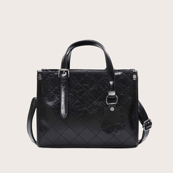 

Stitch Detail Satchel Bag, Black