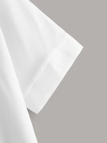 Pocket Patch Tee & Drawstring Waist Pants Set - White - View 3