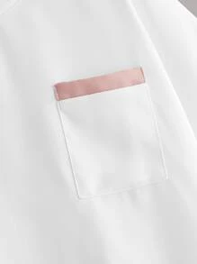 Pocket Patch Tee & Drawstring Waist Pants Set - White - View 4