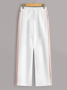 Pocket Patch Tee & Drawstring Waist Pants Set - White - View 5
