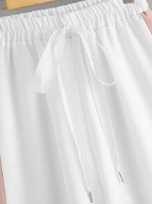 Pocket Patch Tee & Drawstring Waist Pants Set - White - View 6