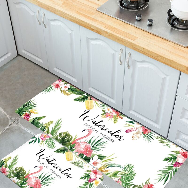 

1pack Tropical & Letter Graphic Kitchen Mat, Multicolor