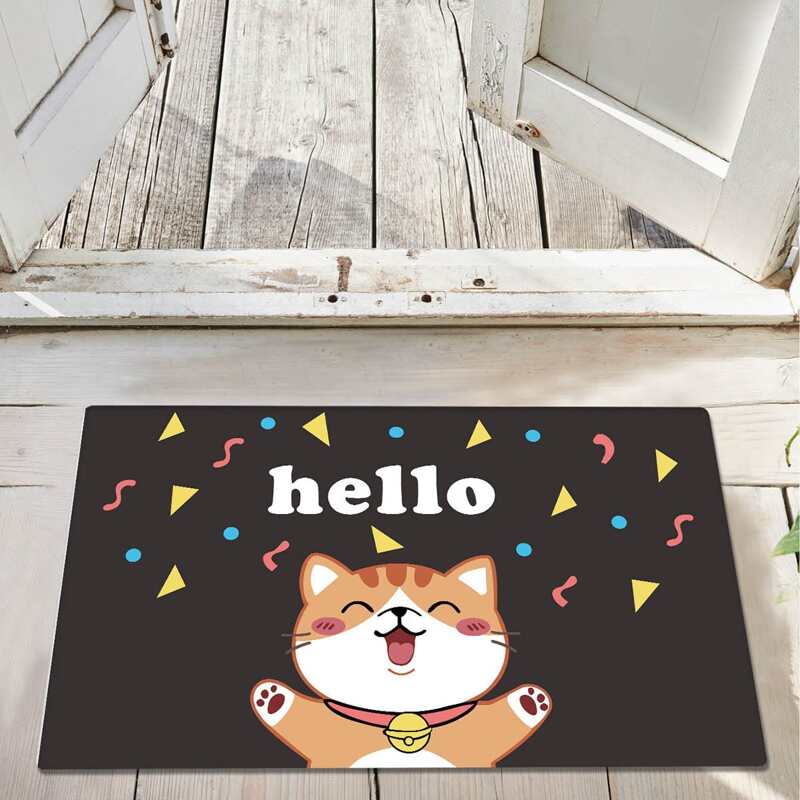 

1pc Cat & Letter Graphic Door Mat, Multicolor