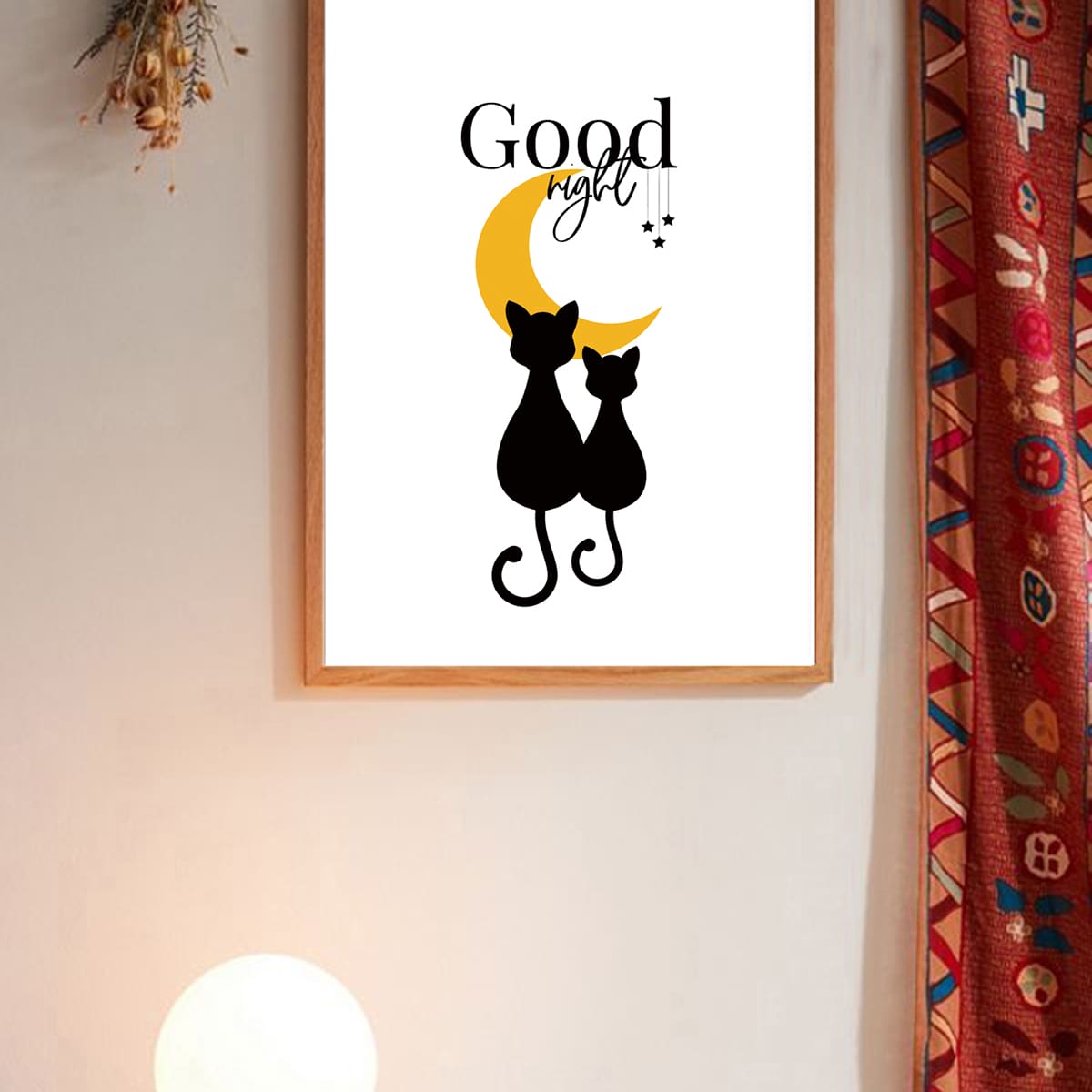 

1pc Cat & Letter Graphic Wall Print Without Frame