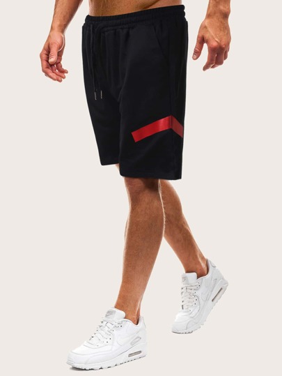 Men Contrast Panel Drawstring Waist Track Shorts