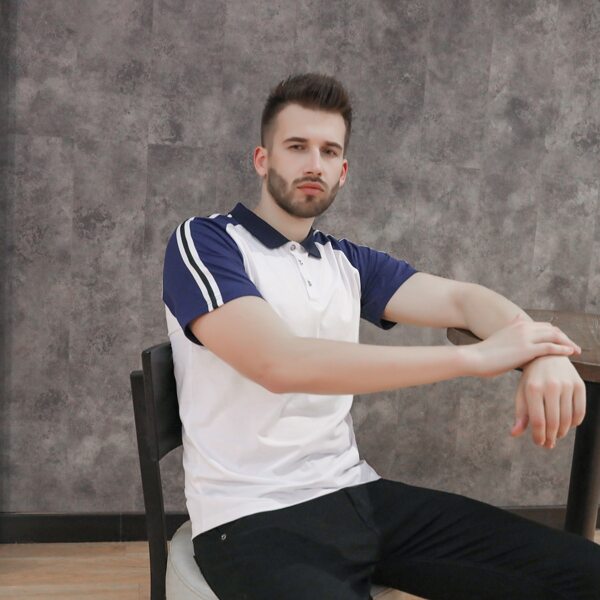 

Men Contrast Raglan Sleeve Polo Shirt, White