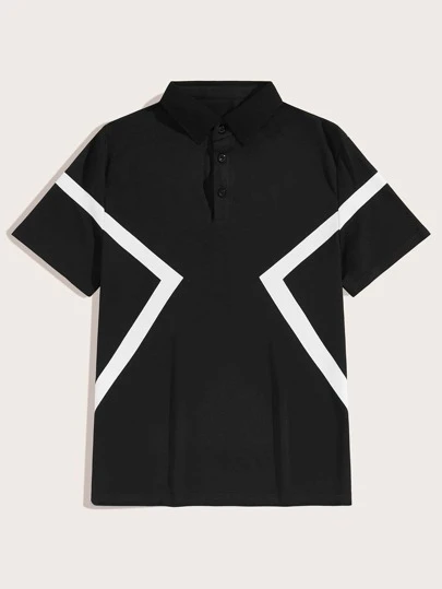 Camisa polo de hombres panel en contraste | Mode de Mujer Camisa de Hombre, Internet_El Panel de los Hombres de Moda