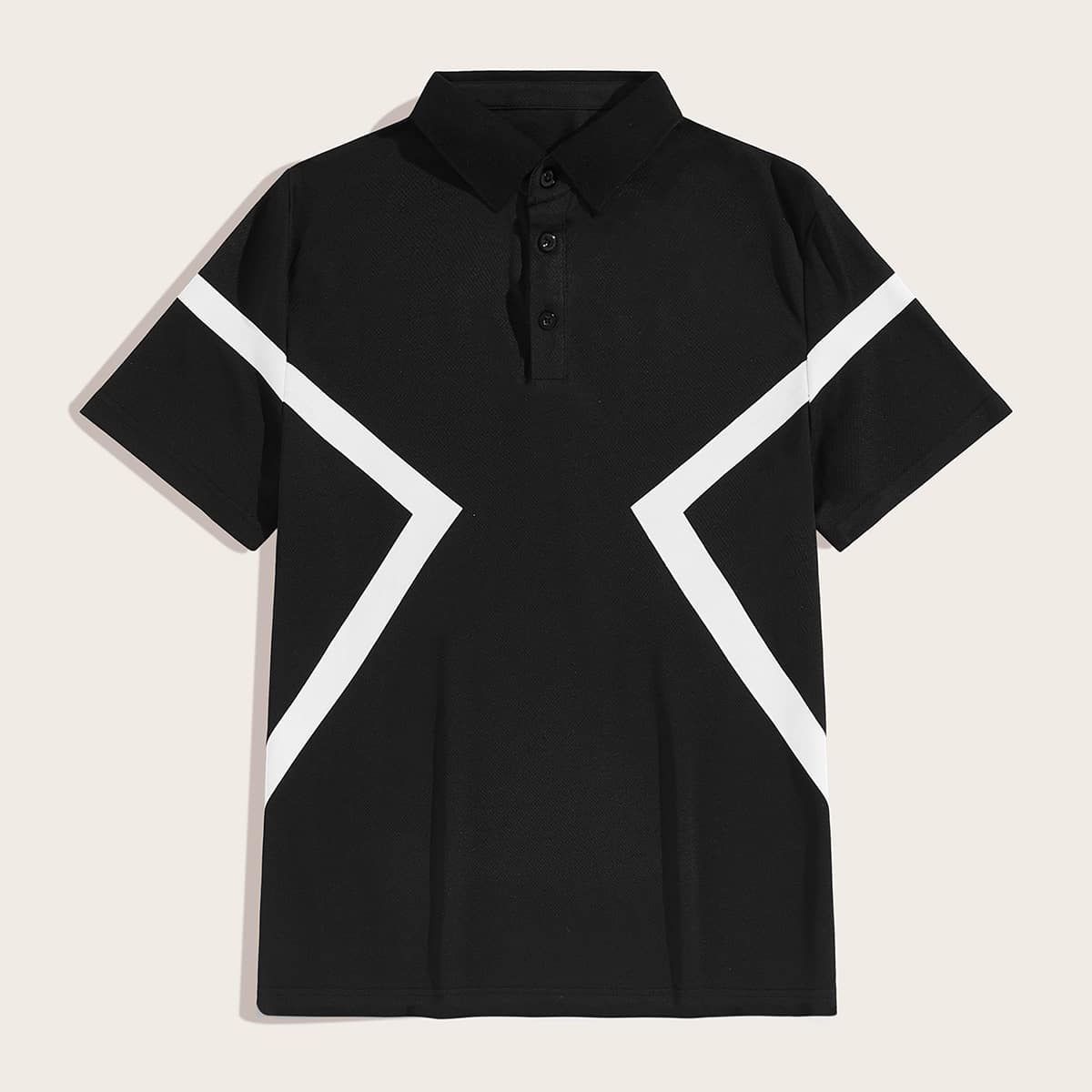 

Guys Contrast Panel Polo Shirt, Black
