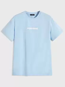 Manfinity RebelGame Men Cotton Letter Graphic Short Sleeve Tee - Baby Blue - View 1