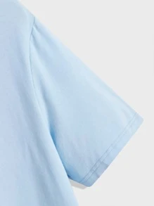 Manfinity RebelGame Men Cotton Letter Graphic Short Sleeve Tee - Baby Blue - View 4