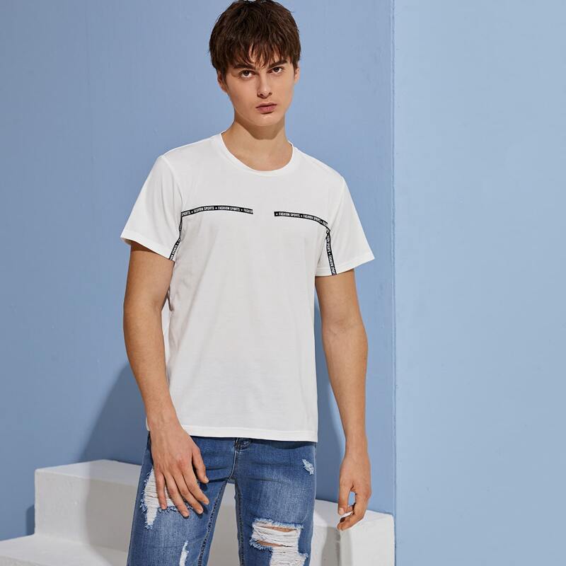 

Guys Letter Tape Short Sleeve Tee, White